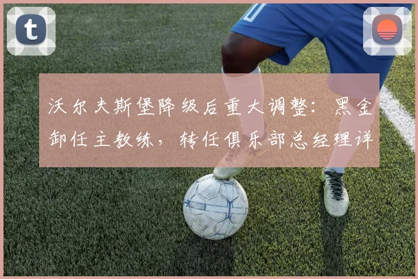 沃尔夫斯堡降级后重大调整：黑金卸任主教练，转任俱乐部总经理详情解析